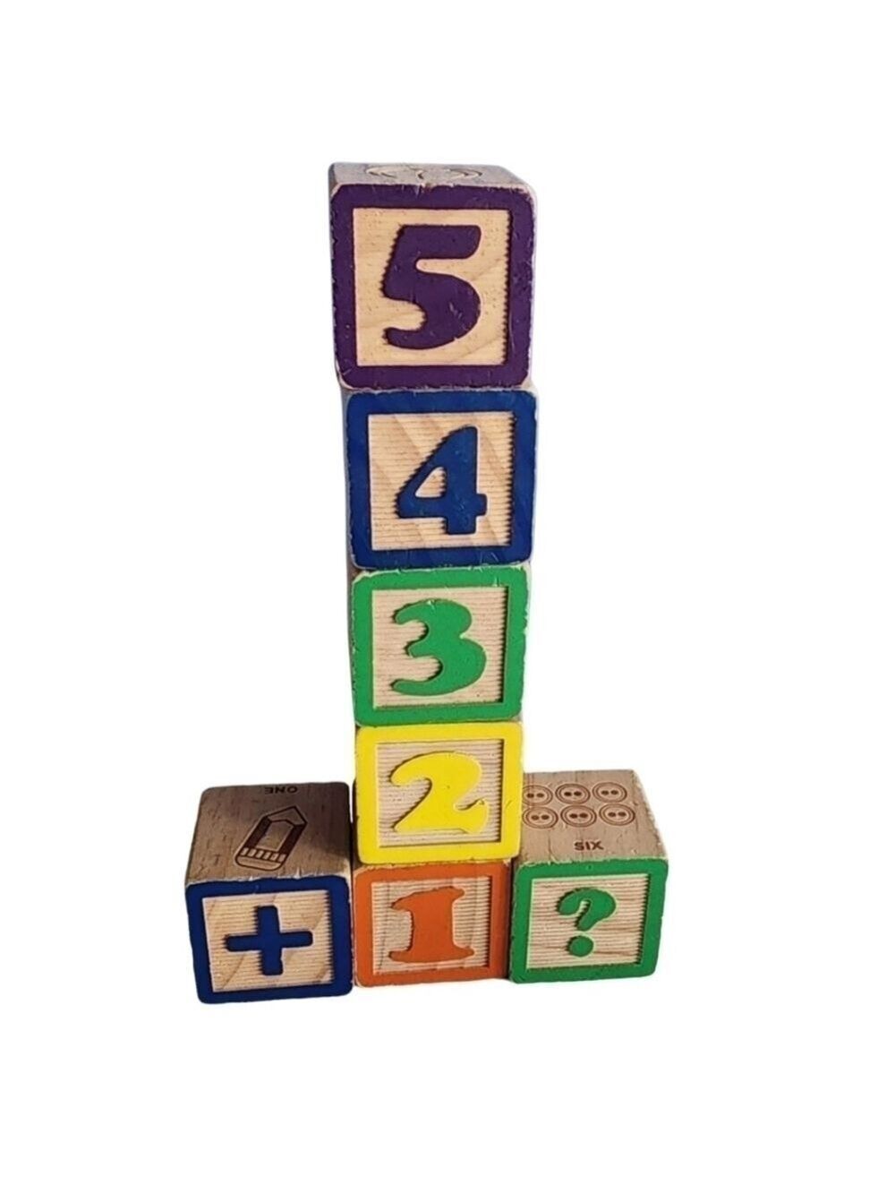 Number picture learning stacking wood blocks lot of 7